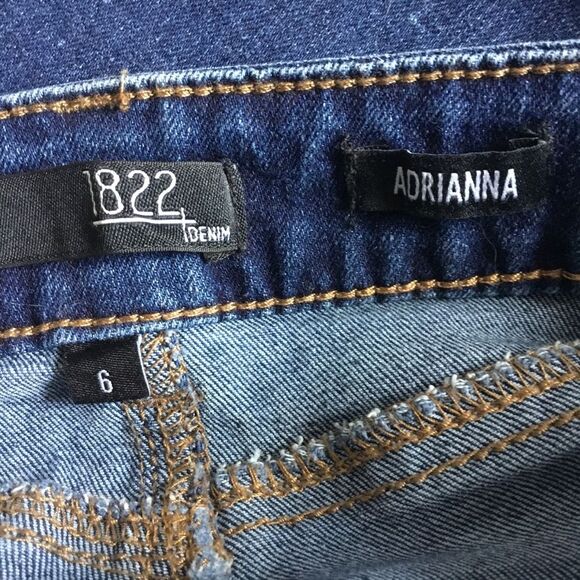 1822 Denim Adrianna Size 6 dark blue stretchy 54% cotton distressed look GUC - Picture 5 of 6
